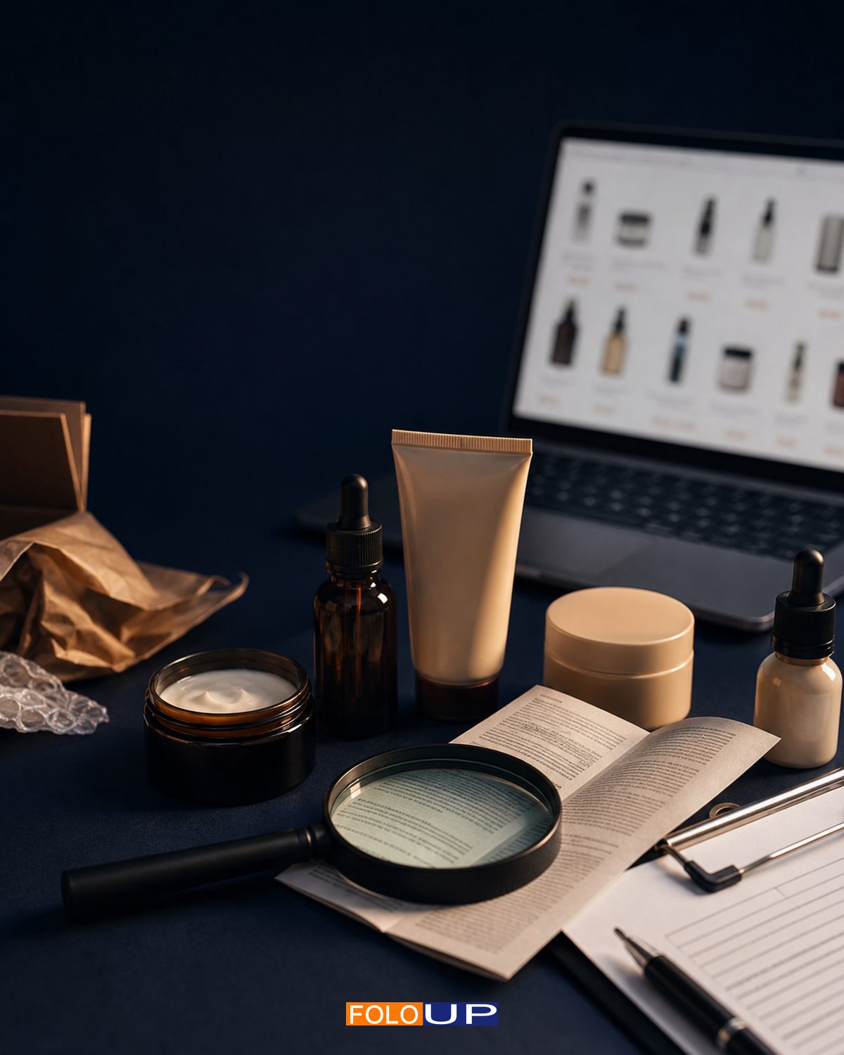 FOLO-UP editorial illustration for The hidden chemical risk in low-cost cosmetics bought online