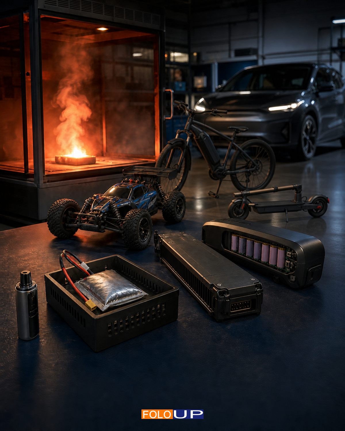 FOLO-UP editorial illustration for From vapes to EVs: why “battery fire” is not a single risk